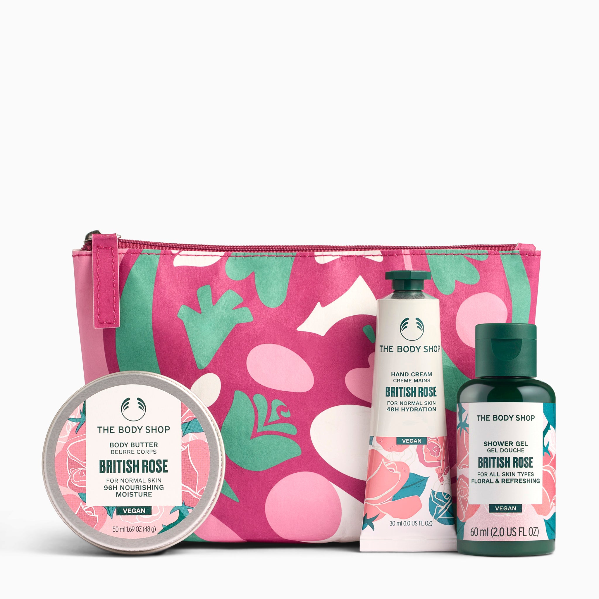 The Body Shop British Rose Beauty Bag – Duschgel, Body Butter & Handcreme Im Set | Erfrischend Floral, Pflegend & Parfümfrei
