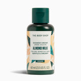 The Body Shop Almond Milk shower cream bottle on a white background