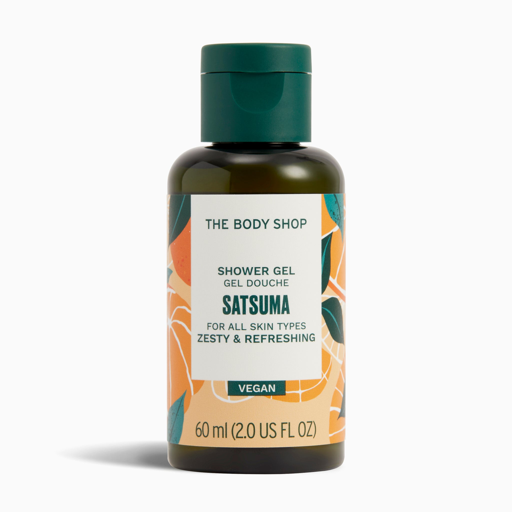 The Body Shop Satsuma shower gel bottle on a white background