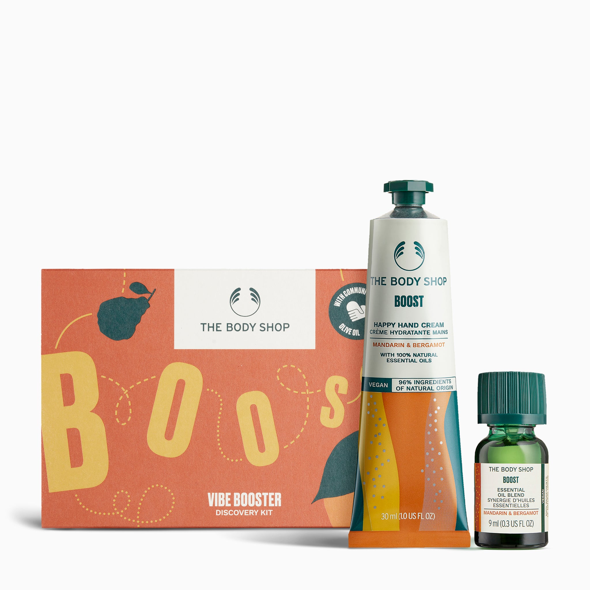 the body shop mandarin and bergamot hand cream and essential oil vibe booster kit