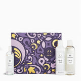 Body shop gift set with a purple patterned gift box