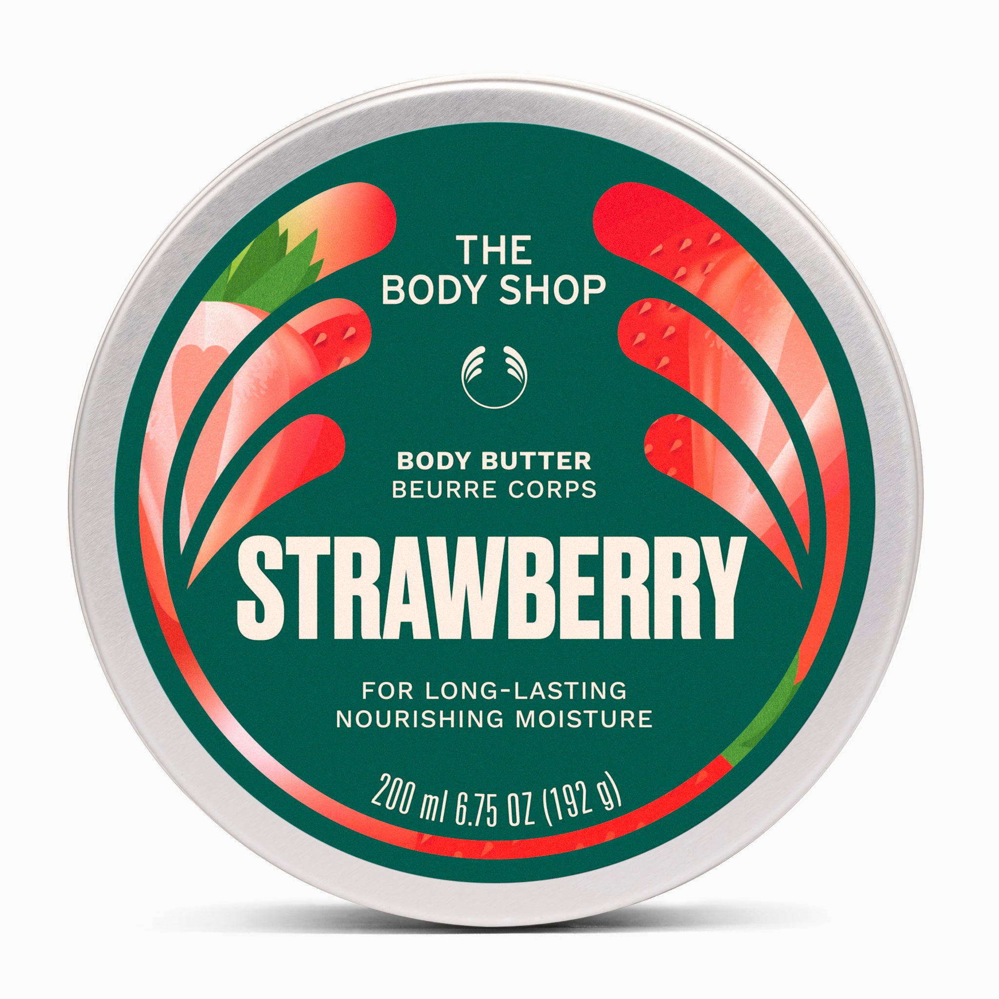 Strawberry product pack shot on grey background | The Body Shop