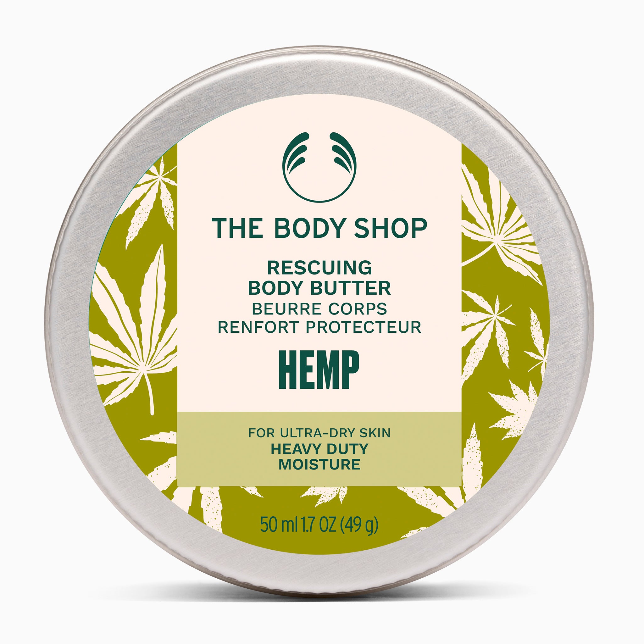 Hemp product pack shot on grey background | The Body Shop