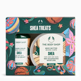 The Body Shop Shea product set with shower cream and body butter in a decorative christmas box.